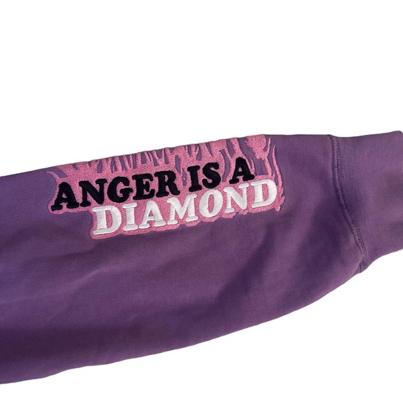 Women M Devil Nut Under Red Flag Purple Zip Hoodie Cotton Jacket Embroider Knit - Picture 5 of 7